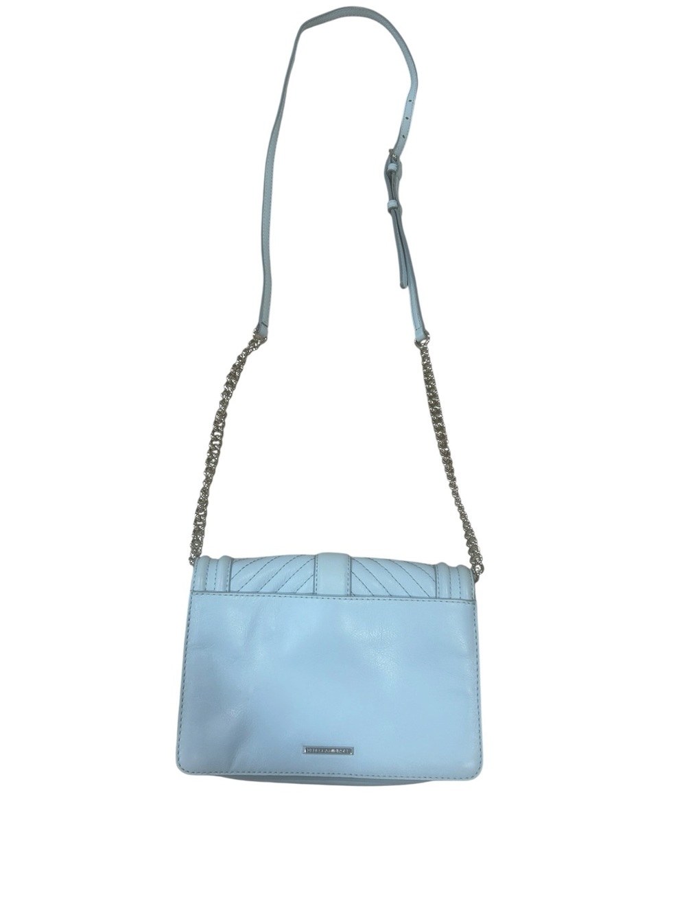 Rebecca Minkoff Chevron Quilted Chain Strap Crossbody Bag Sample blue summer - Picture 4 of 16